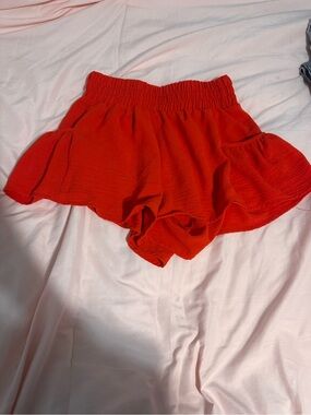 Red Women's Ruffle Hem Shorts